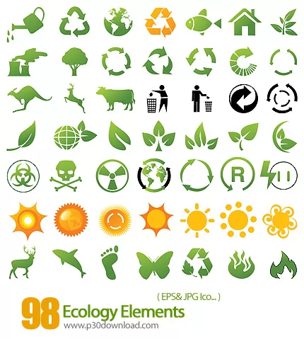 دانلود آیکون وکتور اکولوژی عناصر، محیط زیست - Ecology Elements 