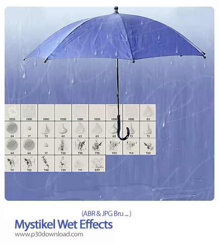 دانلود براش فتوشاپ: براش قطره آب - Mystikel Wet Effects 