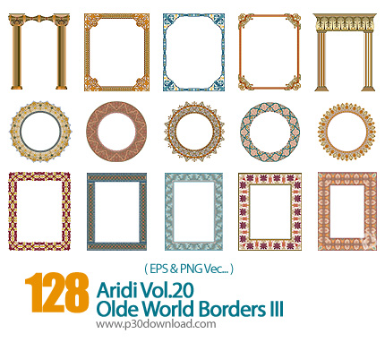 دانلود اریدی وکتور قاب و حاشیه قدیمی جهانی - Aridi Vol.20 Olde World Borders III    