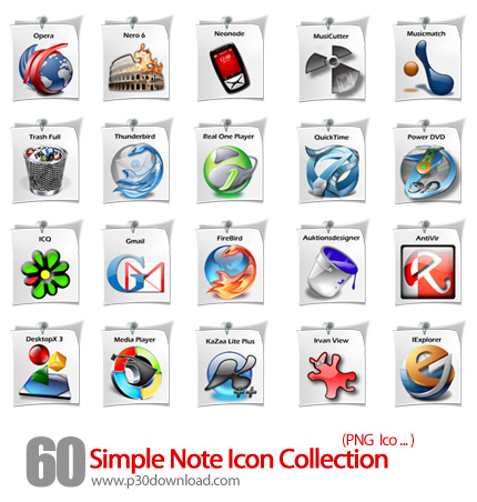 دانلود مجموعه آیکون مختلف بر روی برگ یاداشت - Simple Note Icon Collection
