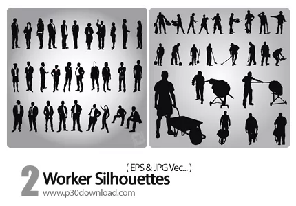 دانلود وکتور سیلوئیت کارگر - Worker Silhouettes 