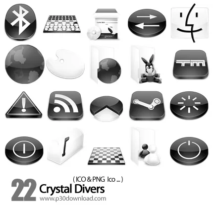 دانلود آیکون سیاه و سفید کریستال - Crystal Divers