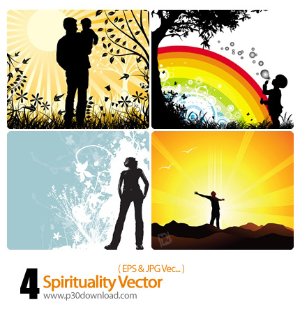 دانلود وکتور معنوی، سیلوئیت - Spirituality Vector 