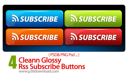 دانلود تصاویر لایه باز دکمه - Cleann Glossy Rss Subscribe Buttons     