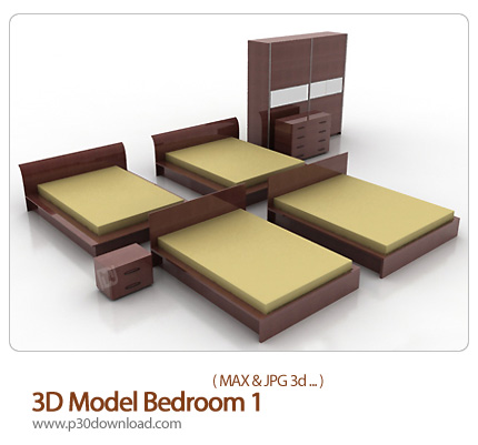 دانلود فایل های آماده سه بعدی، اتاق خواب - 3D Model Bedroom 01 