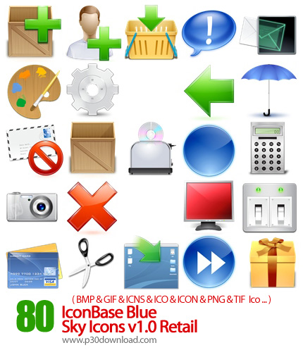 دانلود آیکون متنوع - IconBase Blue Sky Icons    