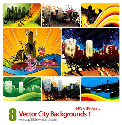 دانلود وکتور بک گراند شهر - Vector City Backgrounds 01 