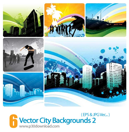دانلود وکتور بک گراند شهر - Vector City Backgrounds 02 