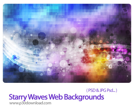 دانلود تصاویر لایه باز بک گراند درخشان وب - Starry Waves Web Backgrounds     