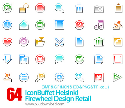 دانلود آیکون متنوع - IconBuffet Helsinki Firewheel Design Retail    