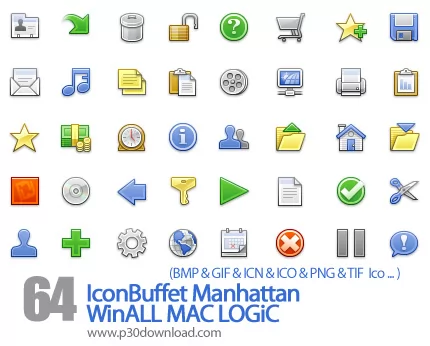 دانلود آیکون متنوع - IconBuffet Manhattan WinALL MAC LOGiC    