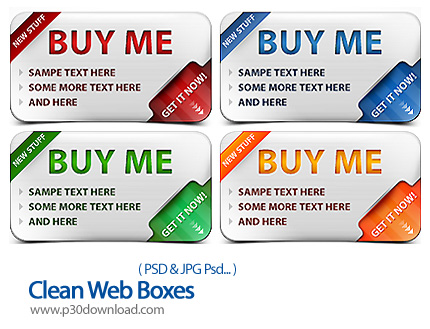 دانلود تصاویر لایه باز جعبه وب - Clean Web Boxes     