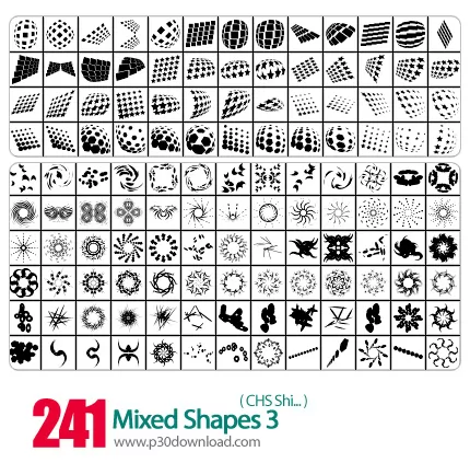 دانلود اشکال فتوشاپ: اشکال ترکیبی - Mixed Shapes 03 