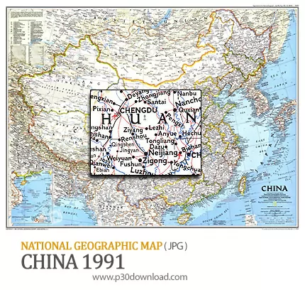 دانلود نقشه کشور چین - National Geographic China 1991 Map