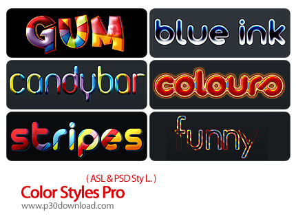 دانلود استایل فتوشاپ: انتخاب حرفه ای رنگ متن - Color Styles Pro   