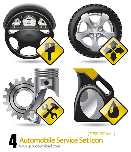 دانلود آیکون وکتور خدمات خودرو - Automobile Service Set Icon