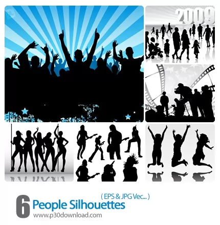 دانلود وکتور سیلوئیت افراد - People Silhouettes 