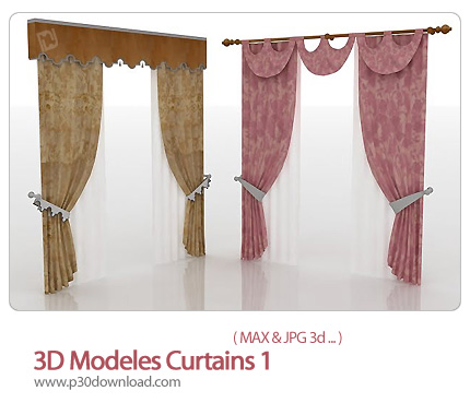 دانلود فایل های آماده سه بعدی،  پرده ی فانتزی - 3D Modeles Curtains 01