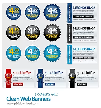 دانلود تصاویر لایه باز بنرهای وب - Clean Web Banners     