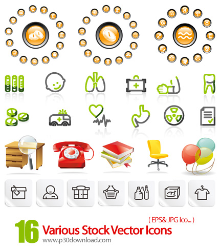 دانلود آیکون وکتور متنوع - Various Stock Vector Icons 