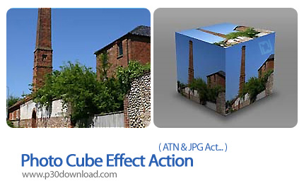 دانلود اکشن فتوشاپ: قرار دادن تصویر بر روی مکعب - Photo Cube Effect Action 