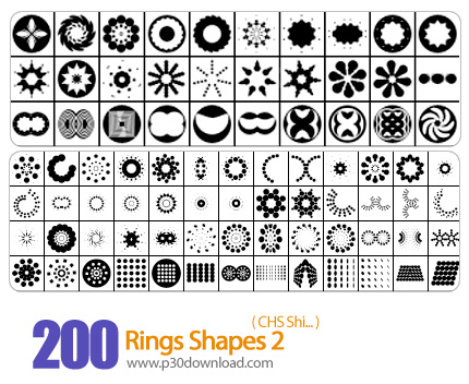 دانلود اشکال فتوشاپ: اشکال منحنی - Rings Shapes 02 