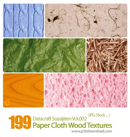 دانلود مجموعه عکس های بافت کاغذ، پارچه، چوب - Datacraft Sozaijiten Vol.002 Paper Cloth Wood Textures