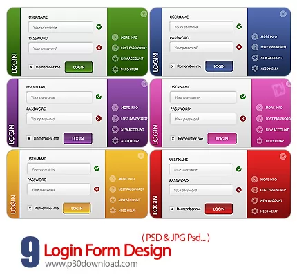 دانلود تصاویر لایه باز طراحی فرم ورود به سیستم - Login Form Design     