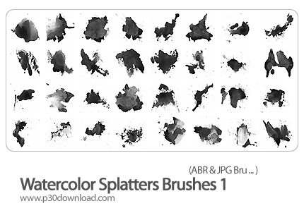 دانلود براش فتوشاپ: براش آبرنگ - Watercolor Splatters Brushes 01   