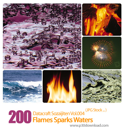 دانلود مجموعه عکس های آب، شعله، جرقه آتش - Datacraft Sozaijiten Vol.004 Flames Sparks Waters