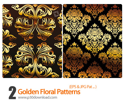 دانلود پترن های گل دار طلایی رنگ - Golden Floral Patterns 