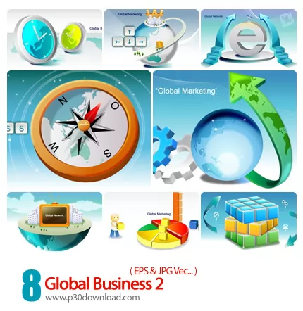 دانلود وکتور تجارت جهانی - Global Business 02