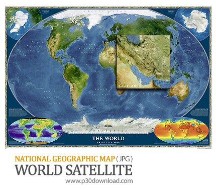 دانلود نقشه ماهواره ای جهان - National Geographic world satellite Map 