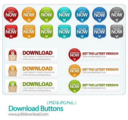 دانلود تصاویر لایه باز دکمه های دانلود - Download Buttons     