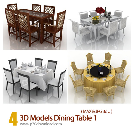 دانلود فایل های آماده سه بعدی، مدل میز ناهار خوری - 3D Models Dining Table 01