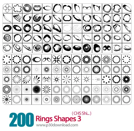 دانلود اشکال فتوشاپ: اشکال منحنی - Rings Shapes 03 