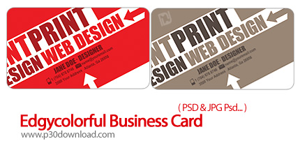 دانلود تصاویر لایه باز کارت تجاری رنگارنگ - Edgycolorful Business Card     