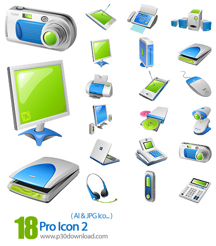 دانلود آیکون وکتور وسایل الکترونیک - Pro Icon 02 