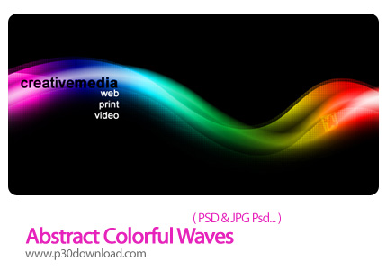 دانلود تصاویر لایه باز بک گراند رنگی امواج - Abstract Colorful Waves     