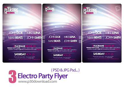 دانلود تصاویر لایه باز الکترو پارتی فلایر - Electro Party Flyer     