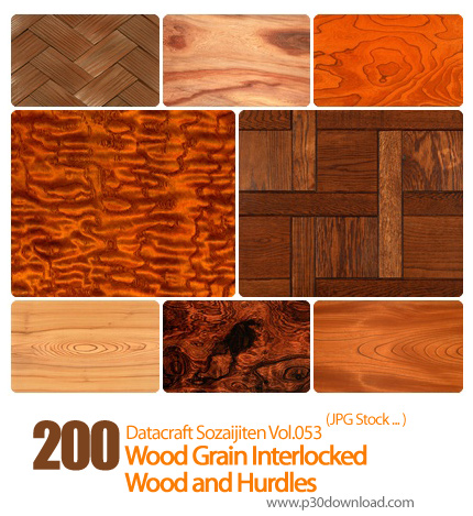 دانلود مجموعه عکس های بافت چوب، پارکت و حصیر - Datacraft Sozaijiten Vol.053 Wood Grain Interlocked W