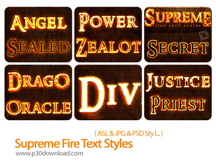 دانلود استایل فتوشاپ: افکت متن آتشین - Supreme Fire Text Styles   