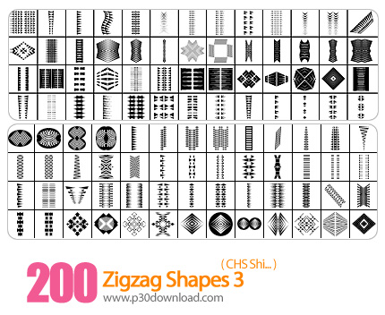 دانلود اشکال فتوشاپ: اشکال شکسته و منحنی - Zigzag Shapes 03  