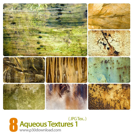 دانلود بافت متنوع، زنگ زدگی، دیوار، ترک خوردگی - Aqueous Textures 01  