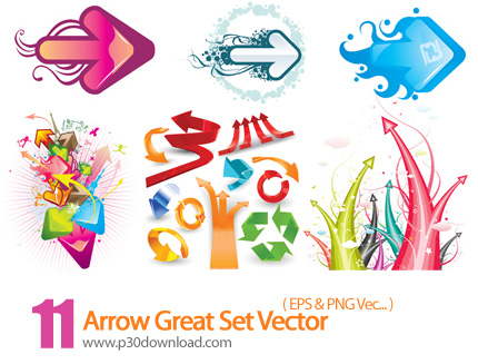 دانلود وکتور فلش - Arrow Great Set Vector
