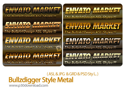 دانلود استایل فتوشاپ: افکت متن فلزی - Bullzdigger Style Metal   