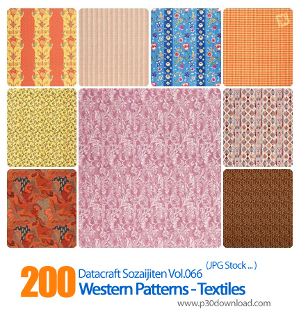 دانلود مجموعه عکس های پارچه و الگوی غربی - Datacraft Sozaijiten Vol.066 Western Patterns - Textiles
