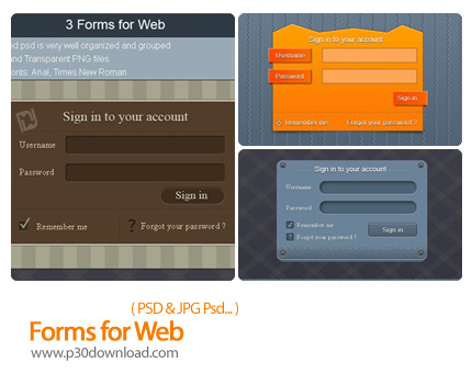 دانلود تصاویر لایه باز فرم برای وب - Forms for Web     