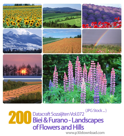 دانلود مجموعه عکس های منظره از گل ها و تپه ها - Datacraft Sozaijiten Vol.077 Biei & Furano - Landsca