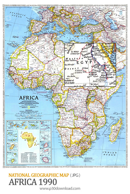 دانلود نقشه آفریقا - National Geographic Africa 1990 Map    